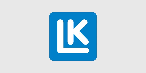 LK logo blue and white